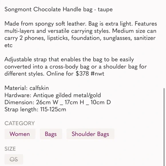 Songmont Gray Shoulder Bag - Picture 4 of 4